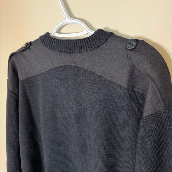 TUFFWEAR New Mens Knit Military Sweater Button Epaulets Shoulders Elbows Navy - Picture 10 of 13